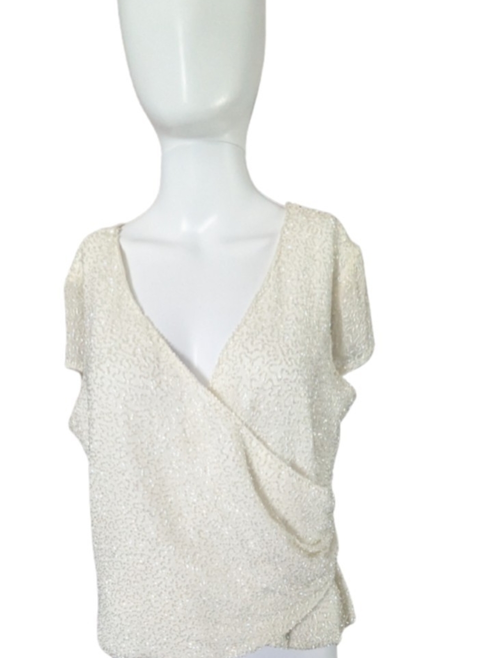 J Kara White Embellished Top - Sz L